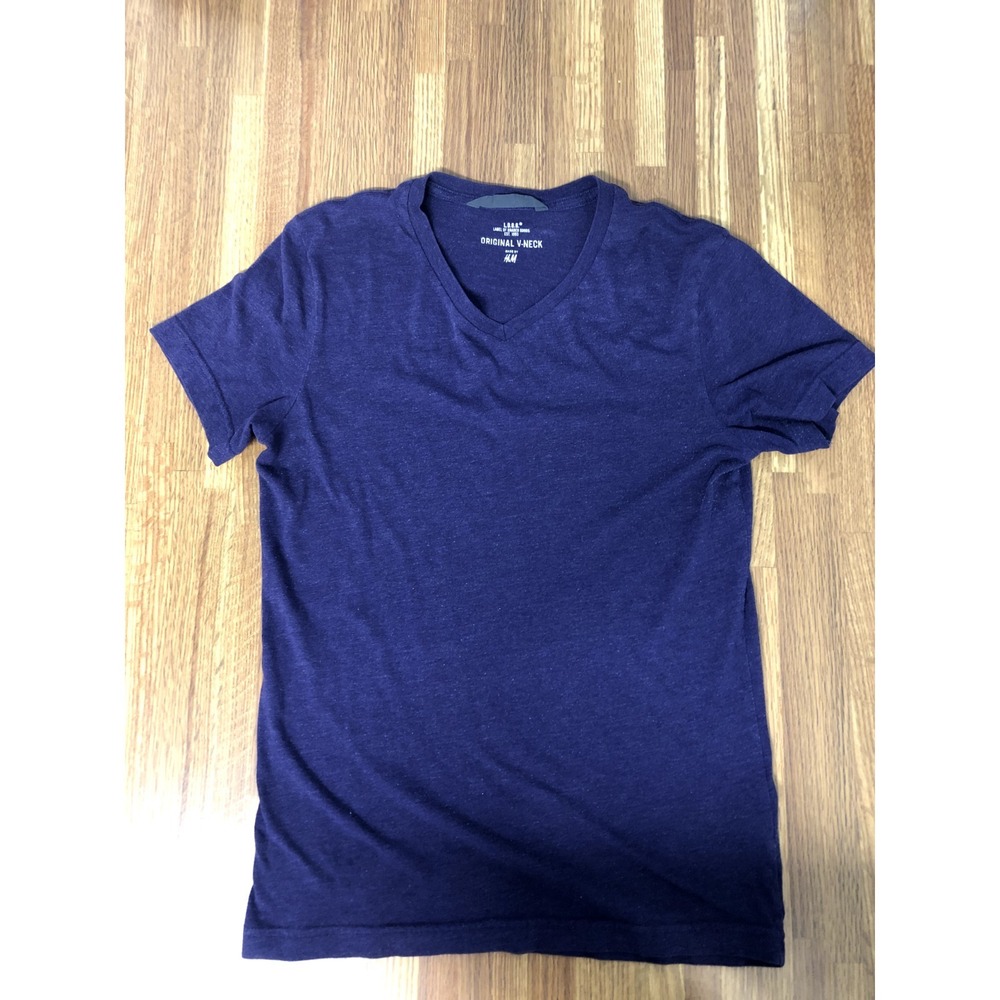 H&M Mens Small Purple V Neck T Shirt Short Sleeve Casual Basic Lightweight Tee